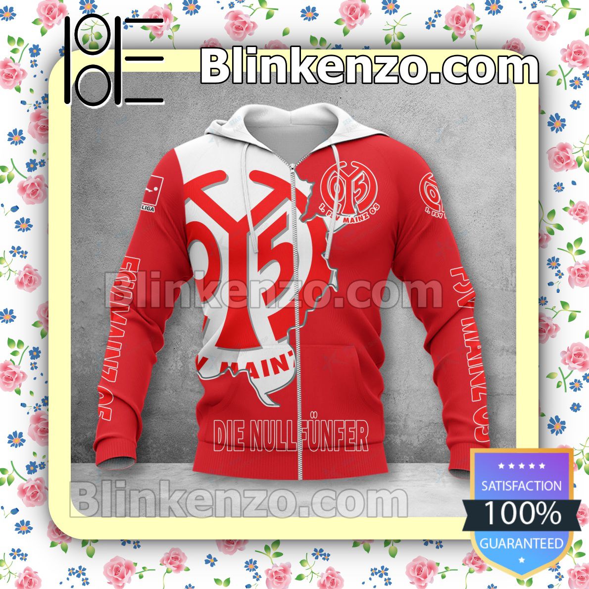 1. FSV Mainz 05 Rot Reißverschluss-Hoodie