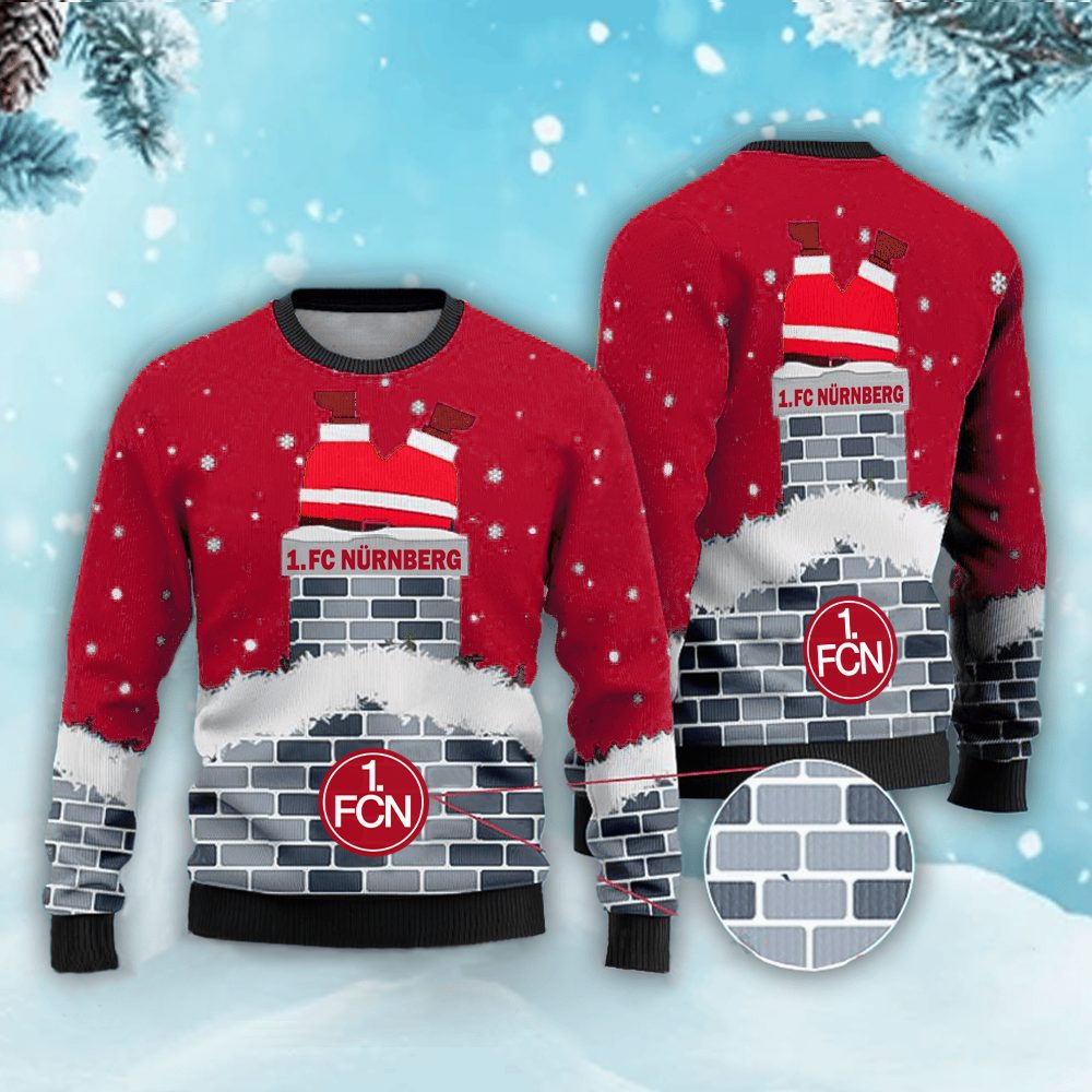 Neues Modell: 1. FC Nürnberg Weihnachtspullover mit Weihnachtsmann-Motiv
