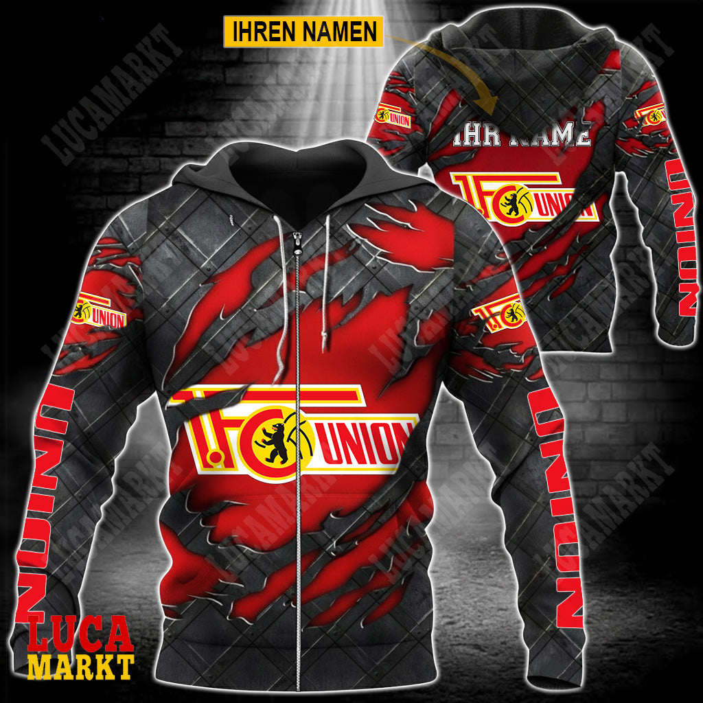 1. FC Union Berlin - Reißverschluss-Hoodie Neue Edition mit Ihrem Namen