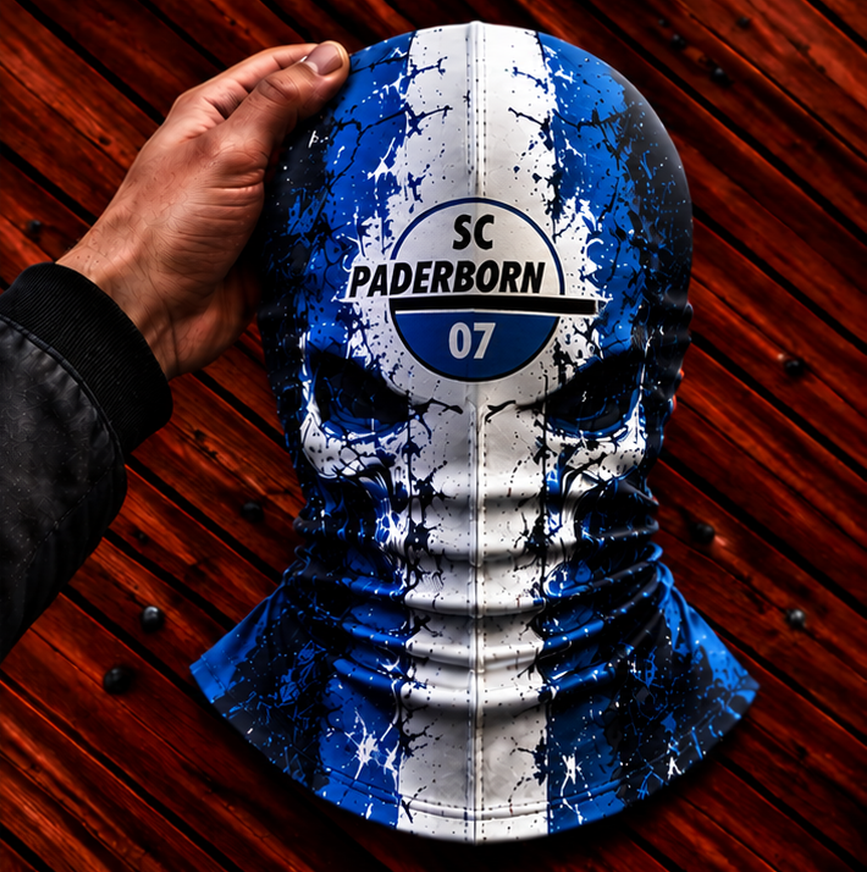 SC Paderborn 07 Horror Balaclava – Gruselige Fußball Fan Sturmhaube | Halloween Maske