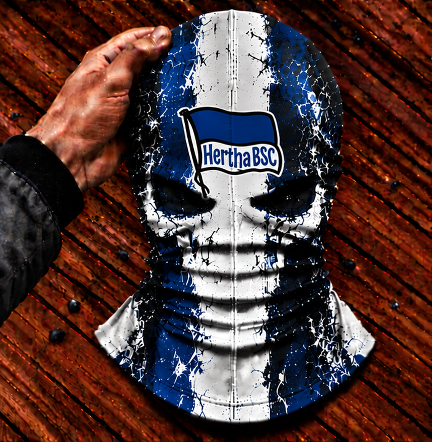 Hertha BSC Horror Balaclava – Gruselige Fußball Fan Sturmhaube | Halloween Maske