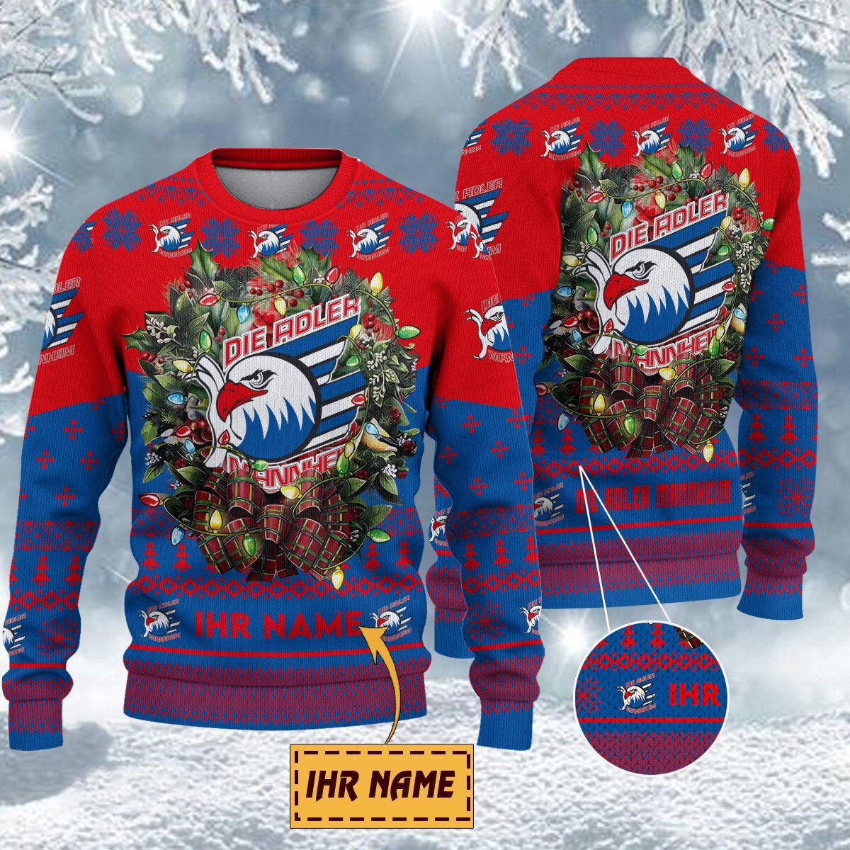 Adler Mannheim Special Edition Weihnachtspullover - Individueller Name
