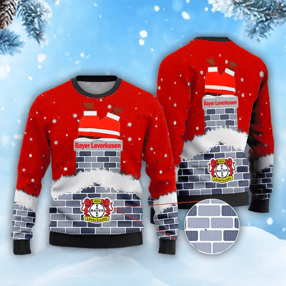 Neues Modell: Bayer 04 Leverkusen Weihnachtspullover mit Weihnachtsmann-Motiv
