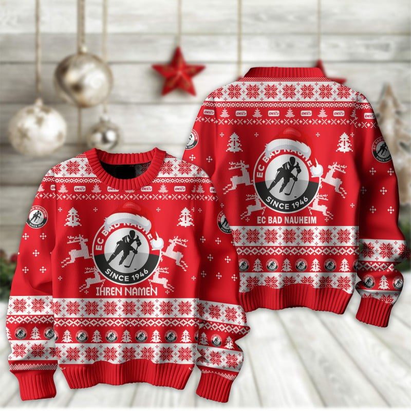 EC Bad Nauheim Fan Edition Weihnachtspullover im neuen Design - Individueller Name