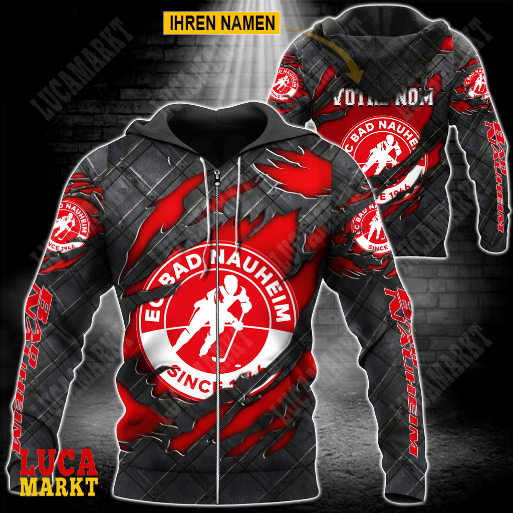 EC Bad Nauheim - Reißverschluss-Hoodie Neue Edition mit Ihrem Namen