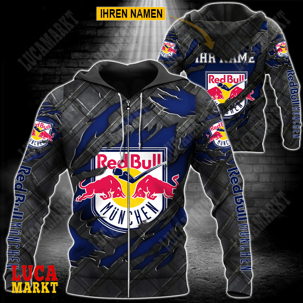 EHC Red Bull München - Reißverschluss-Hoodie Neue Edition mit Ihrem Namen