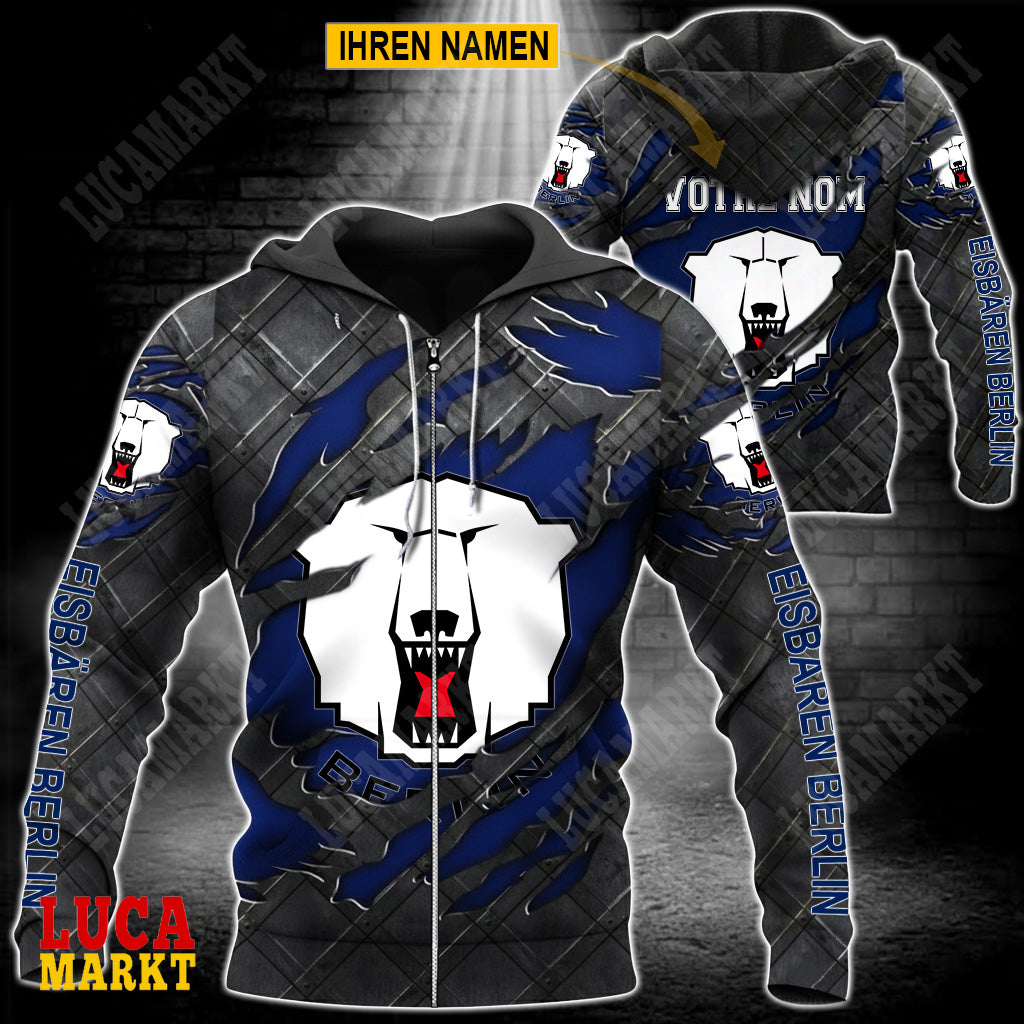 Eisbären Berlin - Reißverschluss-Hoodie Neue Edition mit Ihrem Namen