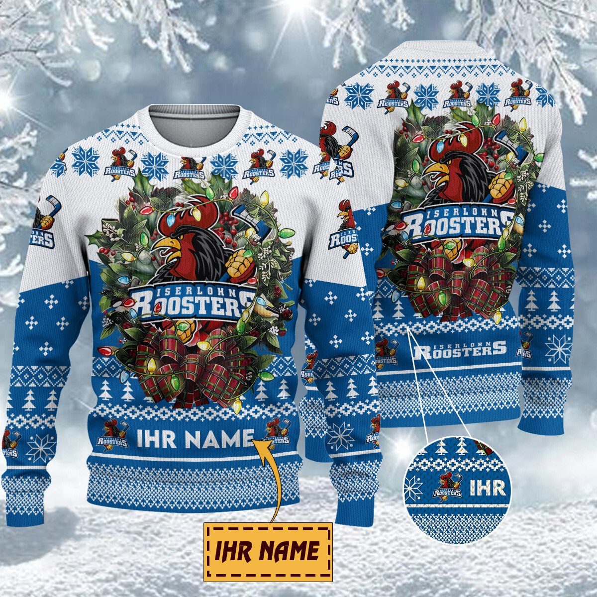 Iserlohn Roosters Special Edition Weihnachtspullover - Individueller Name