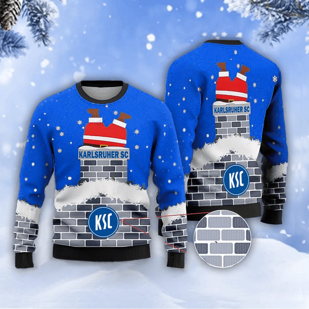 Neues Modell: Karlsruher SC Weihnachtspullover mit Weihnachtsmann-Motiv