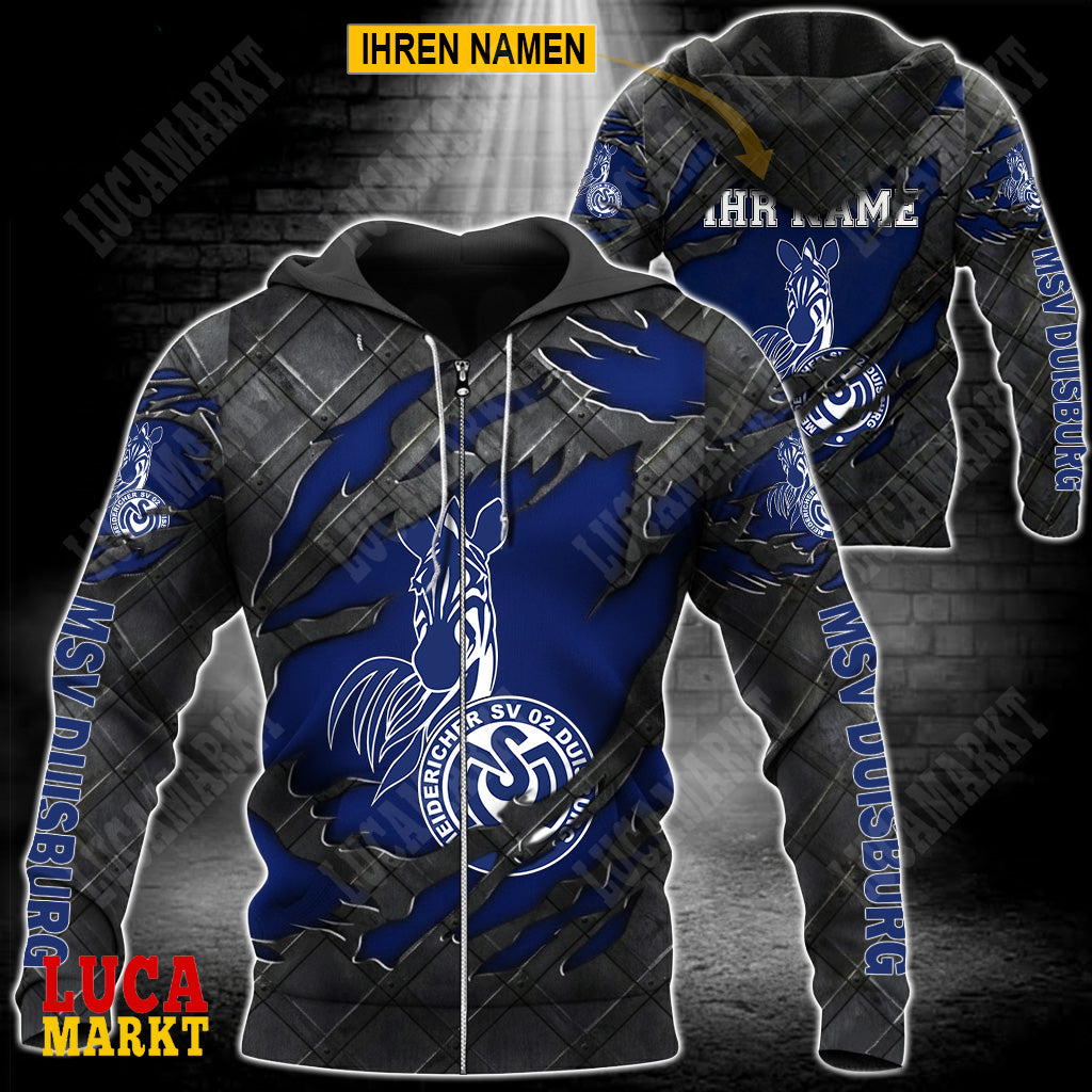 Msv duisburg - Reißverschluss-Hoodie Neue Edition mit Ihrem Namen