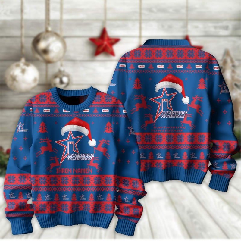 Ravensburg Towerstars Fan Edition Weihnachtspullover im neuen Design - Individueller Name
