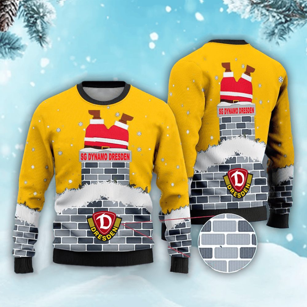 Neues Modell: SG Dynamo Dresden Weihnachtspullover mit Weihnachtsmann-Motiv
