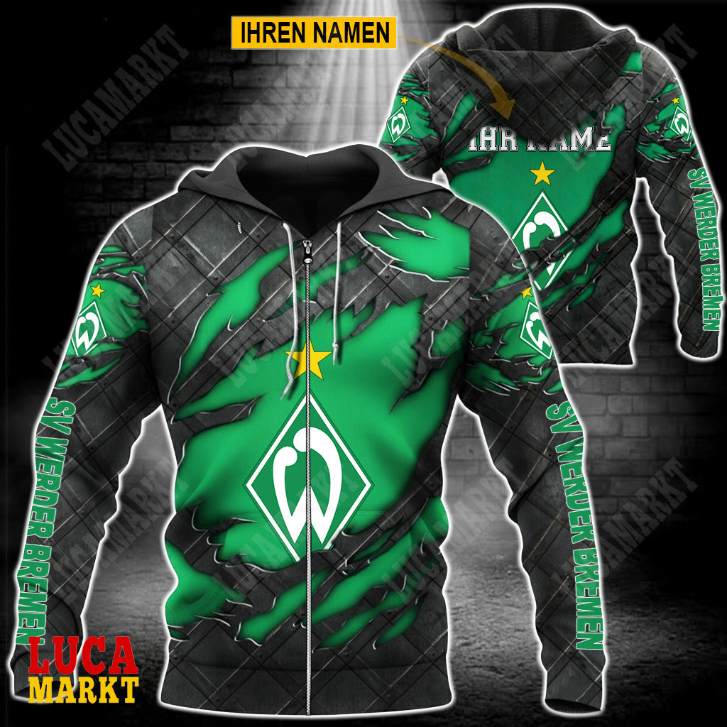 SV Werder Bremen - Reißverschluss-Hoodie Neue Edition mit Ihrem Namen