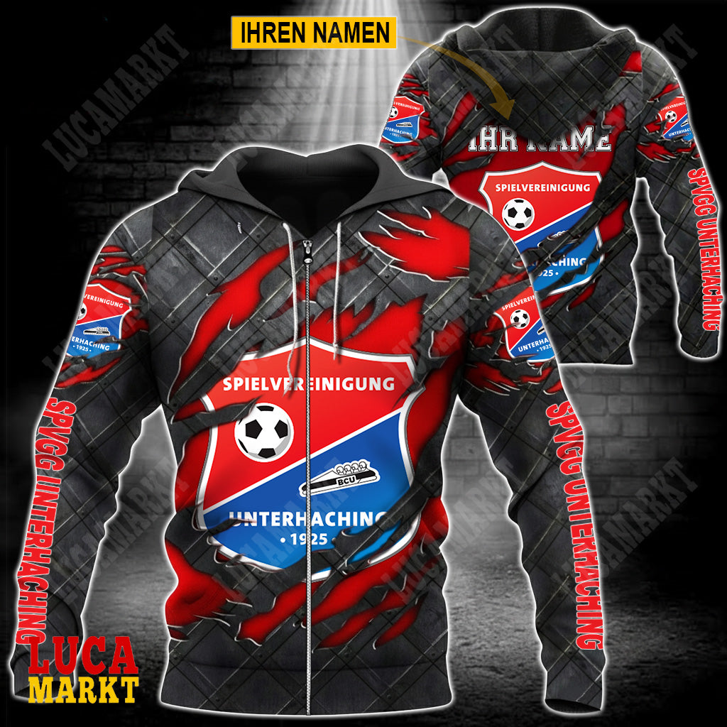 SpVgg Unterhaching - Reißverschluss-Hoodie Neue Edition mit Ihrem Namen