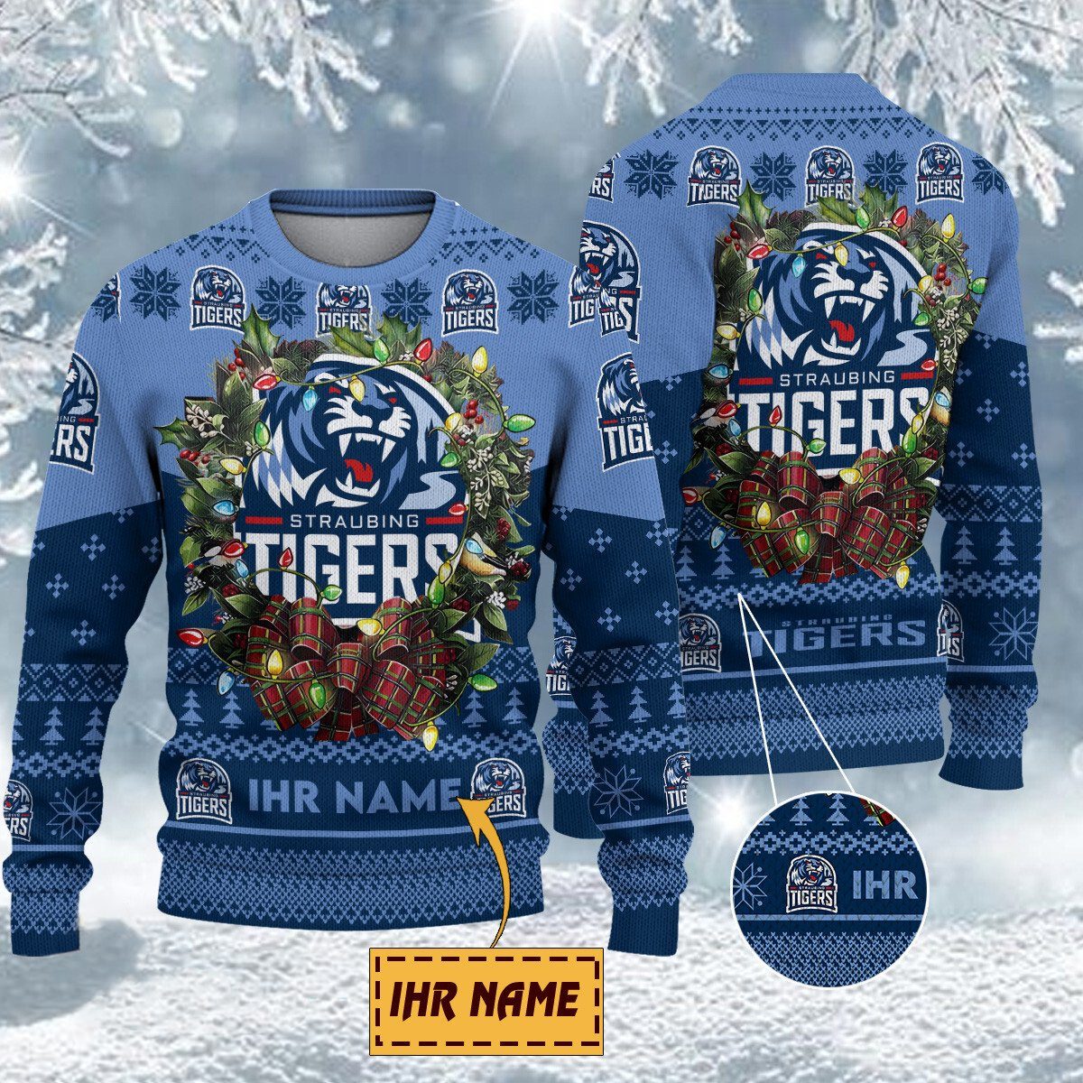 Straubing Tigers Special Edition Weihnachtspullover - Individueller Name