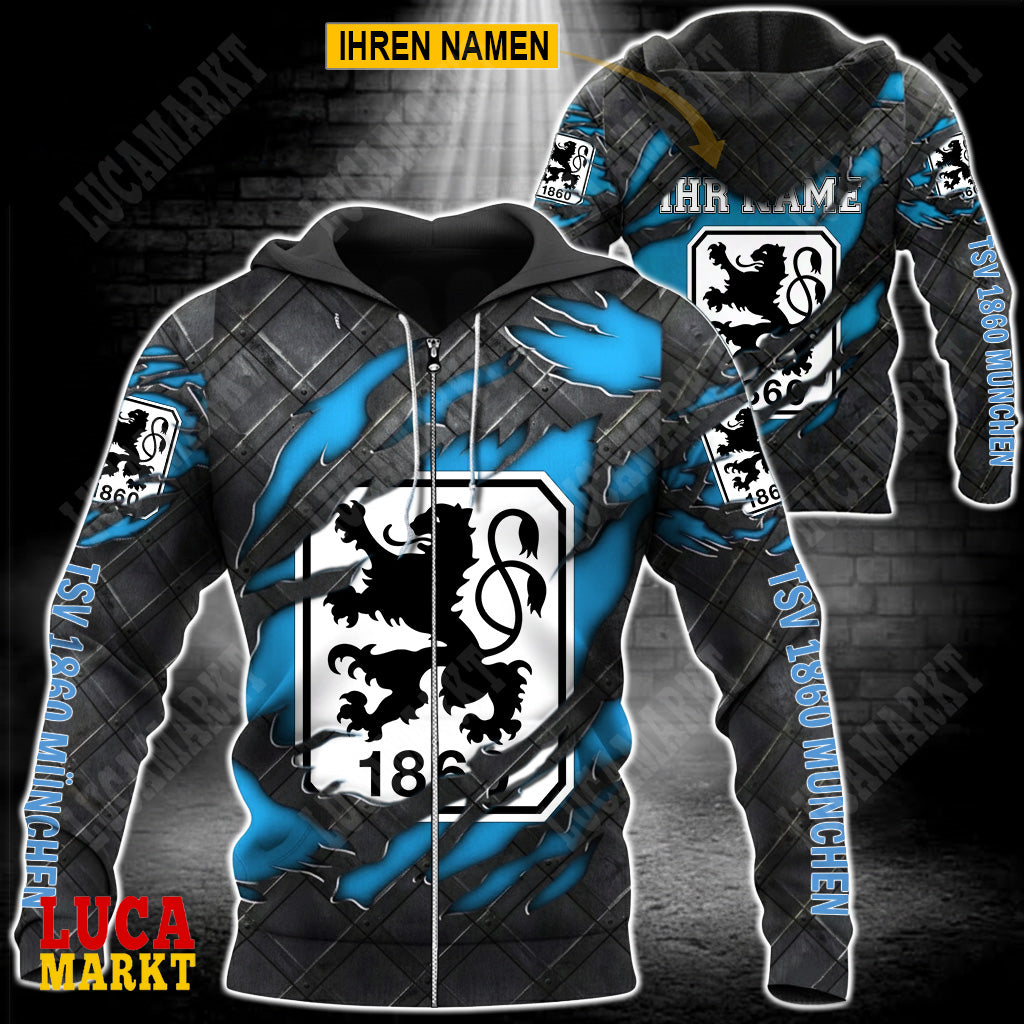 TSV 1860 München - Reißverschluss-Hoodie Neue Edition mit Ihrem Namen