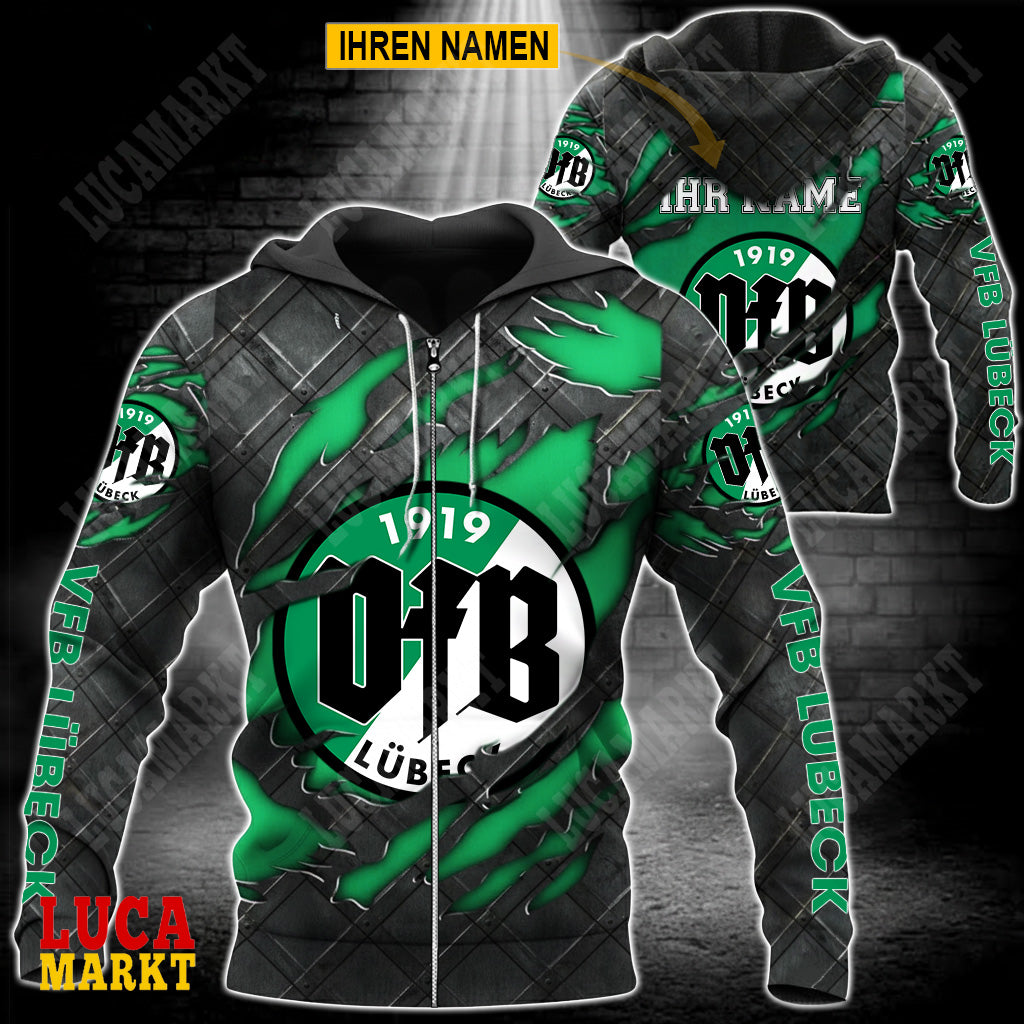 VfB Lübeck - Reißverschluss-Hoodie Neue Edition mit Ihrem Namen