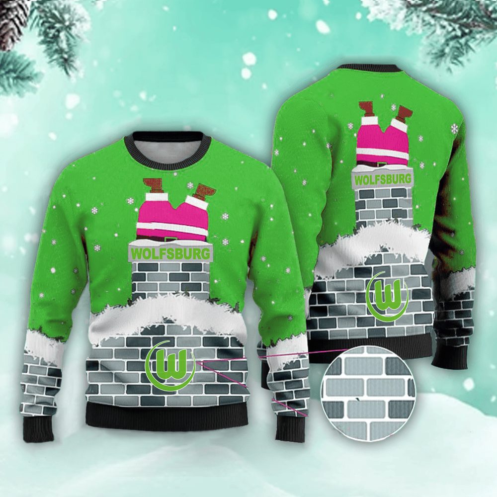 Neues Modell: VfL Wolfsburg Weihnachtspullover mit Weihnachtsmann-Motiv