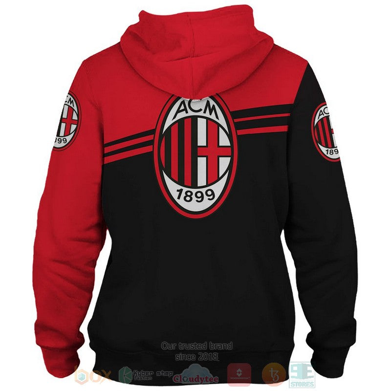 AC Milan Rot Schwarz Reißverschluss-Hoodie