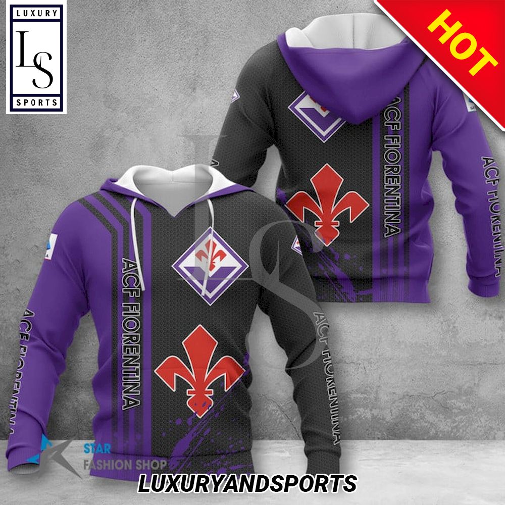 ACF Fiorentina Lila Schwarz Kapuzenpullover