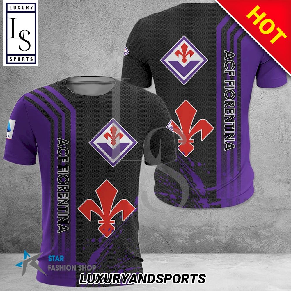 ACF Fiorentina Lila Schwarz T-Shirt