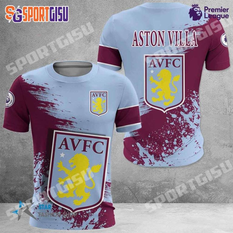 Aston Villa FC Blau Rotwein T-Shirt V10