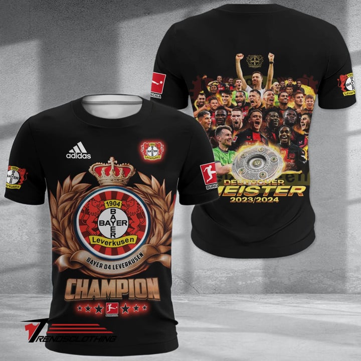 Bayer 04 Leverkusen Meister 2024 Schwarz T-Shirt