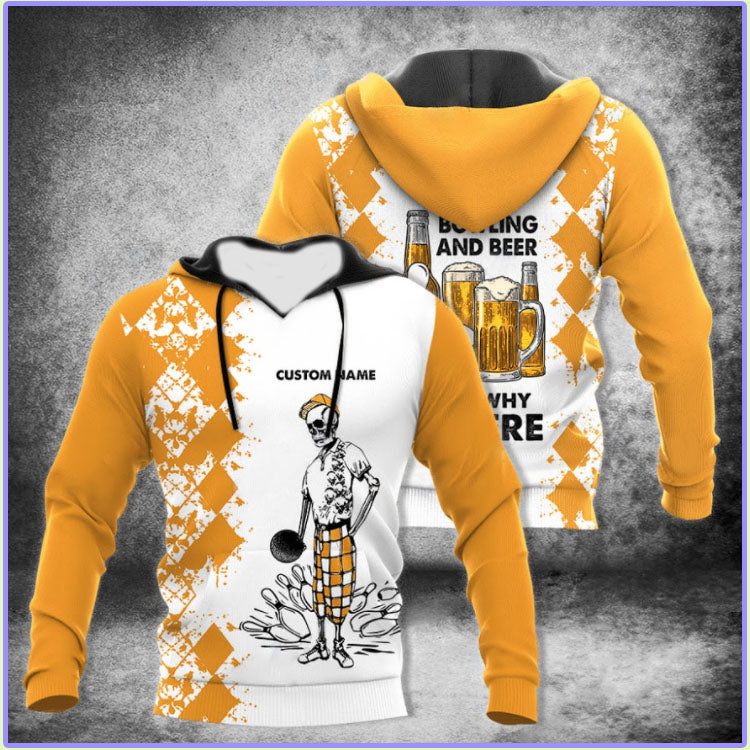 Beer Lover - Bowling and Beer That’s Why I’m Here Custom Name Kapuzenpullover