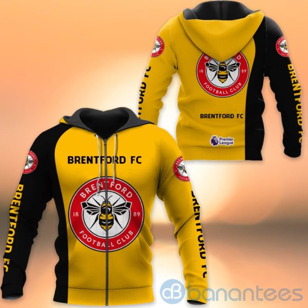 Brentford FC Gelb Schwarz Reißverschluss-Hoodie