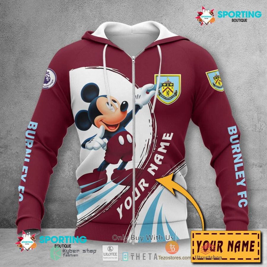 Burnley FC Individueller Name Mickey Reißverschluss-Hoodie