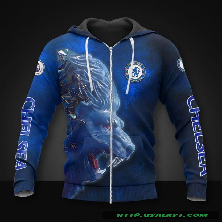 Chelsea FC Blau Löwe Reißverschluss-Hoodie