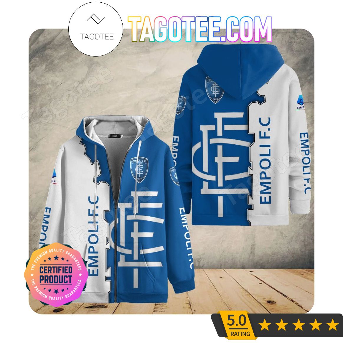 Empoli FC Blau Weiß Reißverschluss-Hoodie