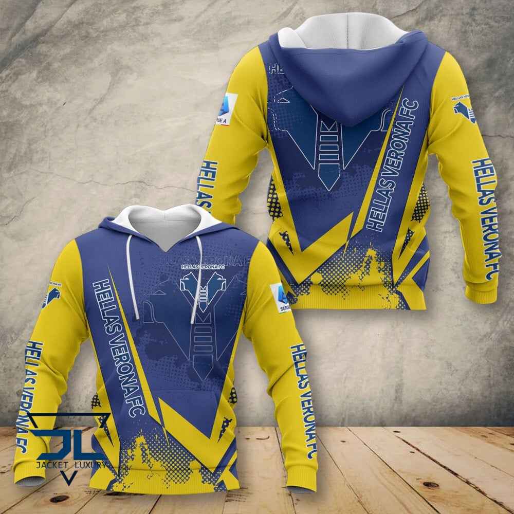 Hellas Verona FC Blau Gelb Kapuzenpullover V2