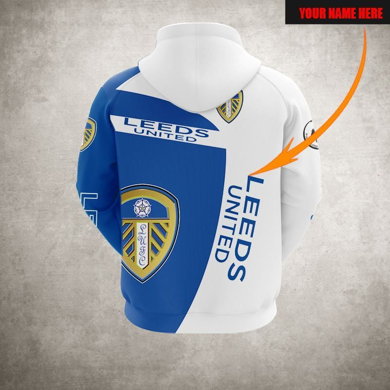 Leeds United Blau Weiß Reißverschluss-Hoodie