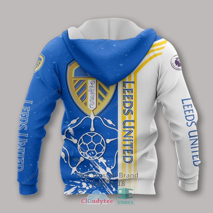 Leeds United Blau With Gelb Streifen Reißverschluss-Hoodie