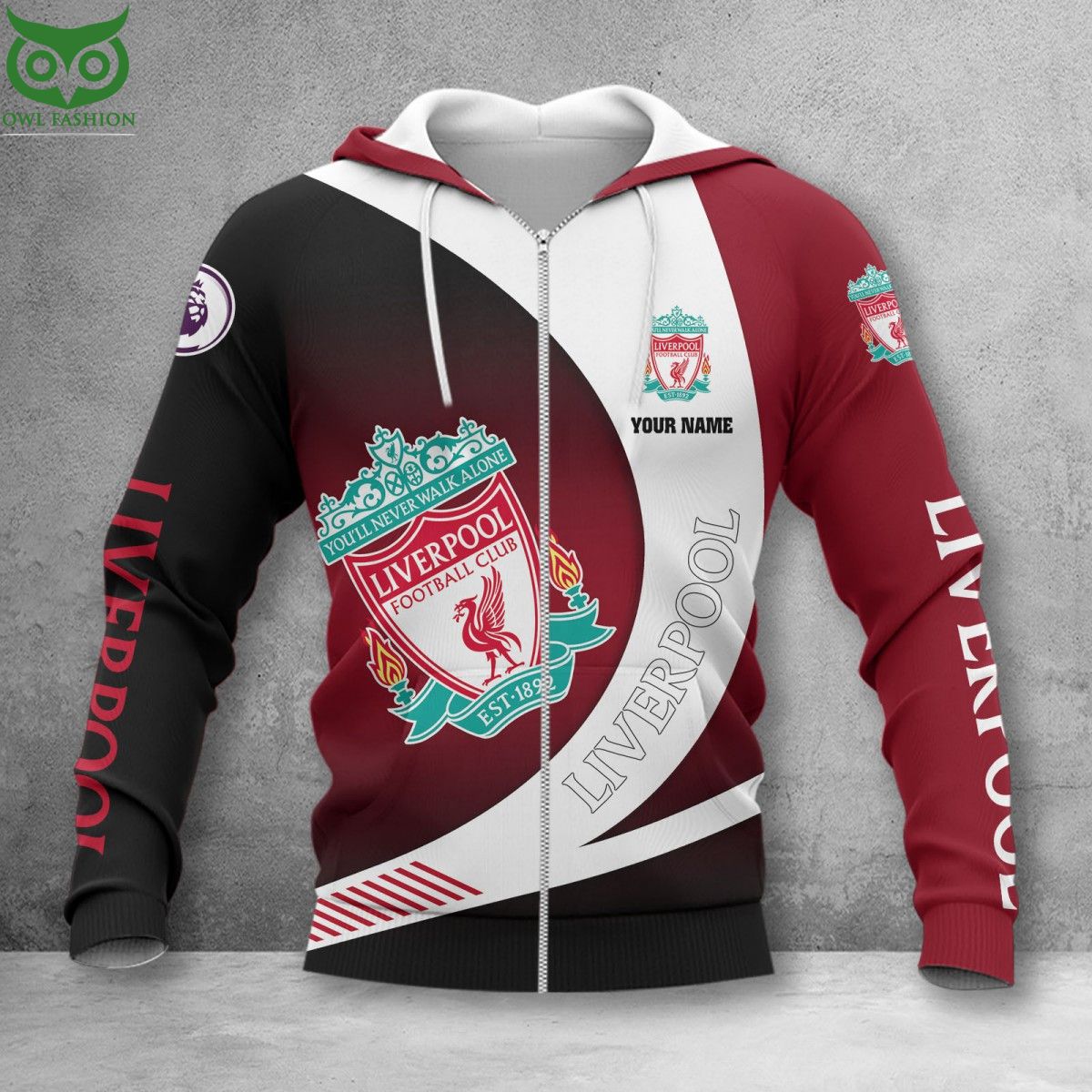 Liverpool FC Individueller Name Premier League Reißverschluss-Hoodie