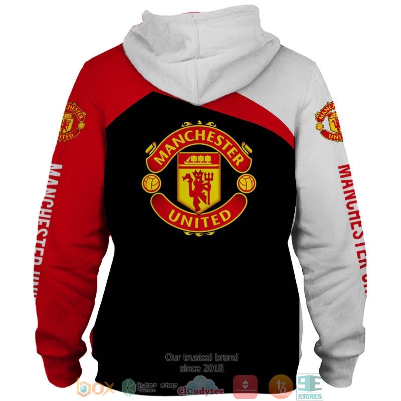 Manchester United Individueller Name Schwarz Rot Reißverschluss-Hoodie V7