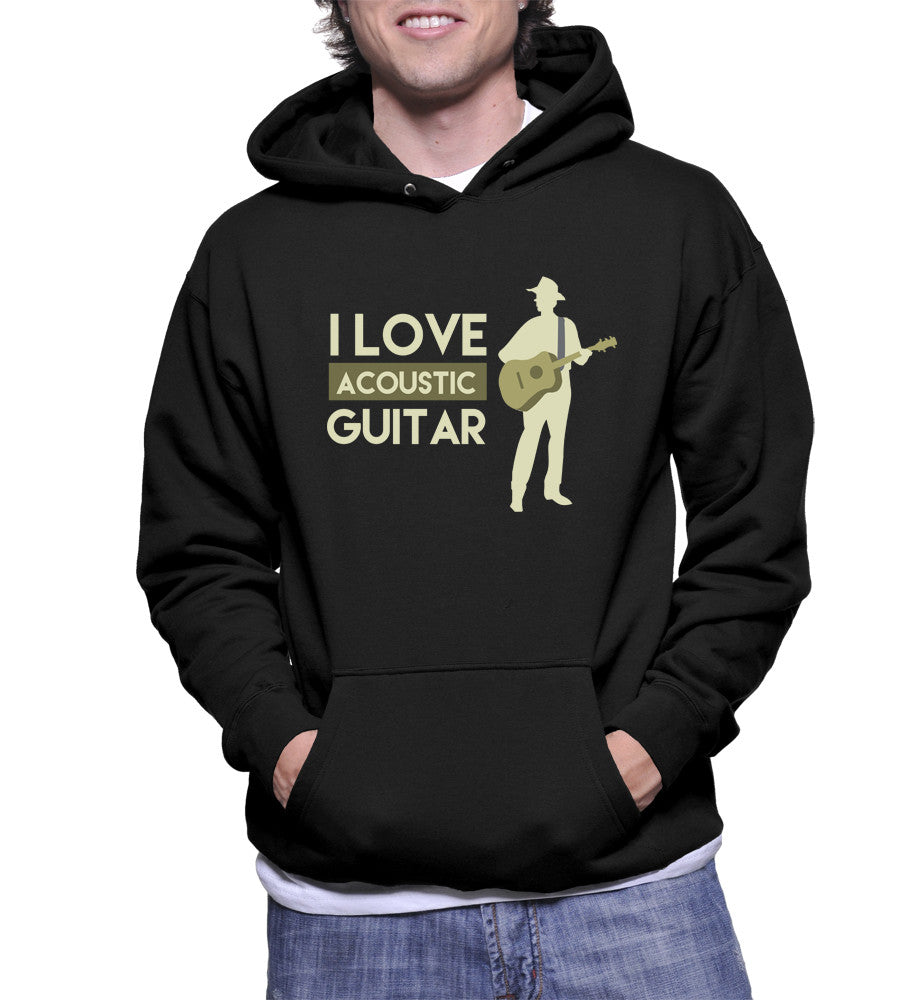 Music Lover - I Love Acoustic Guitar Black Kapuzenpullover