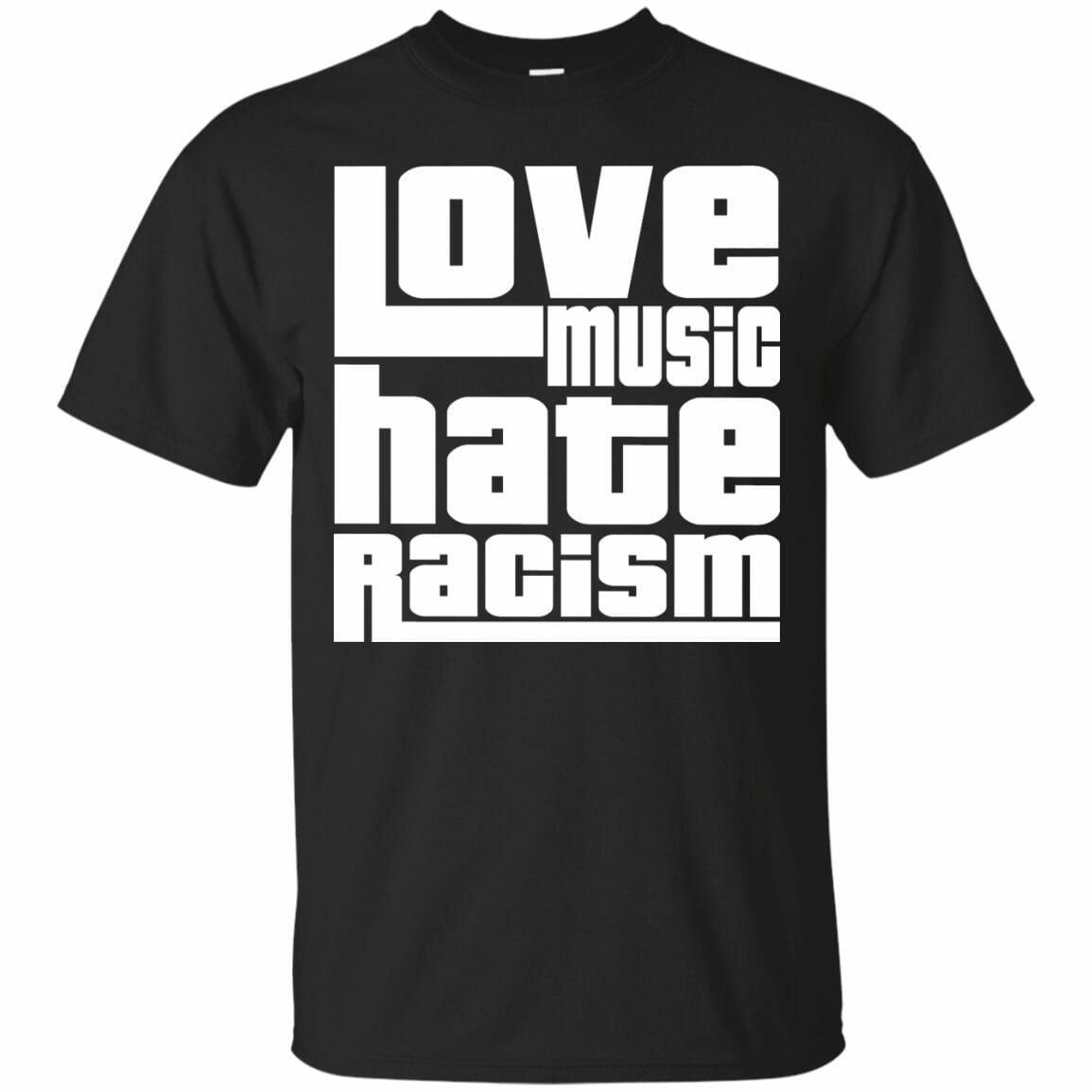 Music Lover - Love Music Hate Racism Black T-Shirt