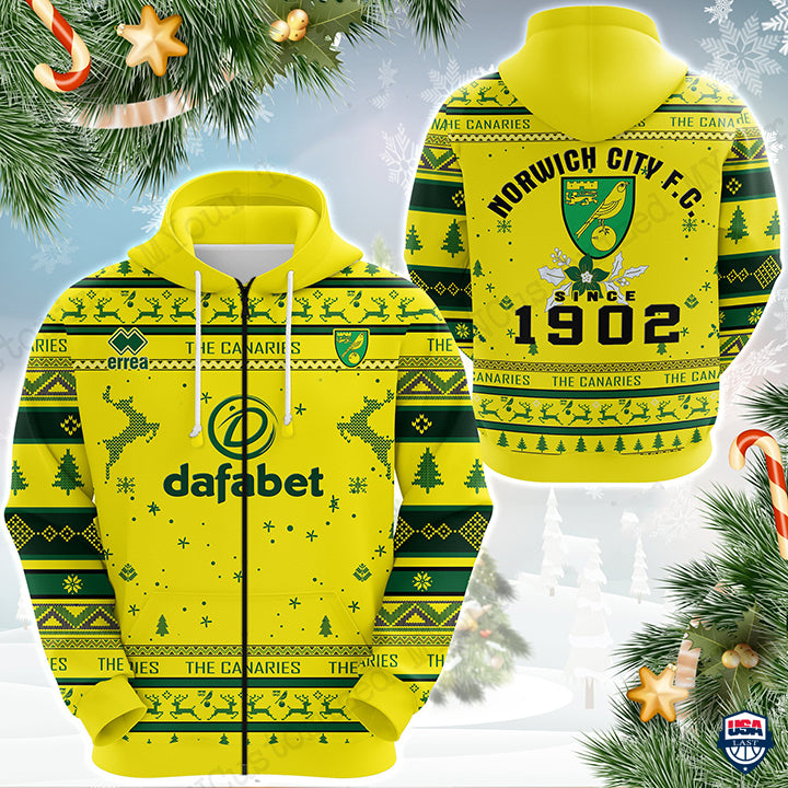 Norwich City FC Hässlich Xmas Reißverschluss-Hoodie