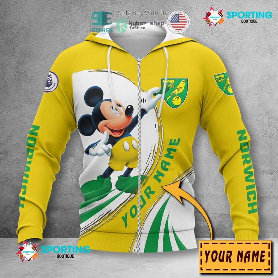 Norwich City FC Individueller Name Mickey Reißverschluss-Hoodie