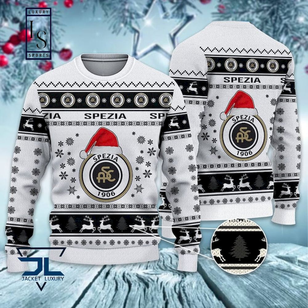 Spezia Calcio Weihnachtsmütze Weiß Ausführung Hässlich Weihnachtspullover