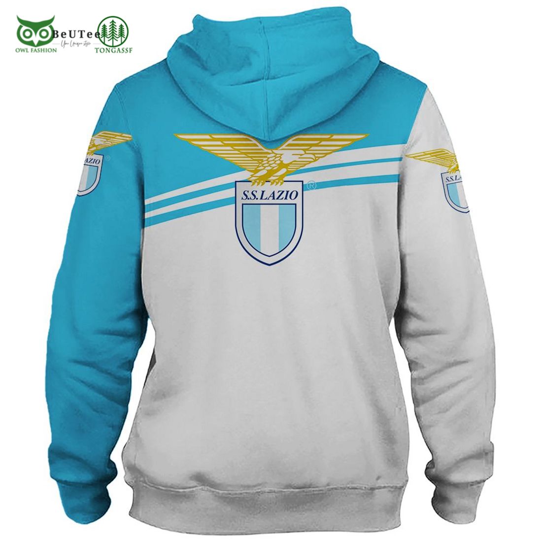SS Lazio Weiß Blau Kapuzenpullover V1