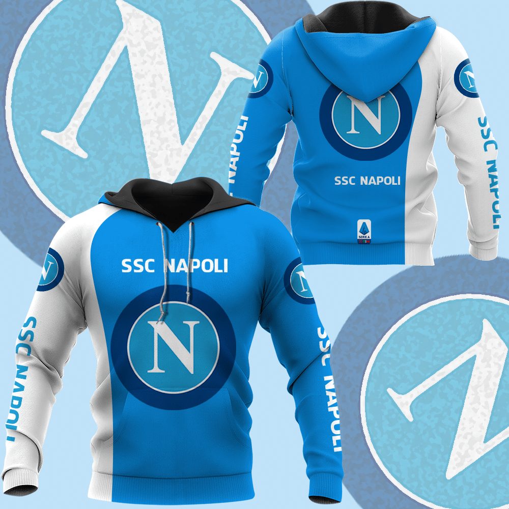 SSC Napoli Licht Blau Weiß Logo Kapuzenpullover