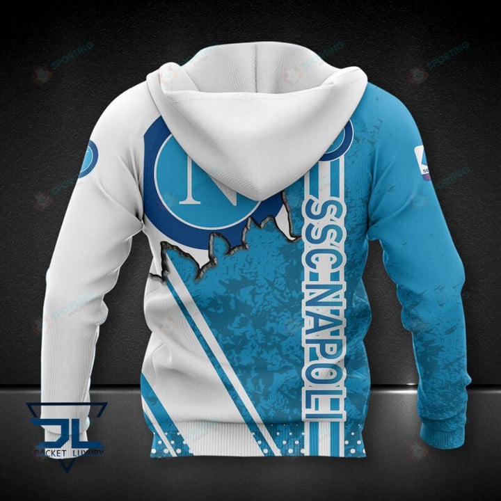 SSC Napoli Weiß Blau Kratzen Kapuzenpullover
