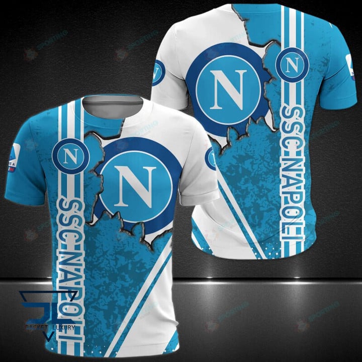 SSC Napoli Weiß Blau Kratzen T-Shirt