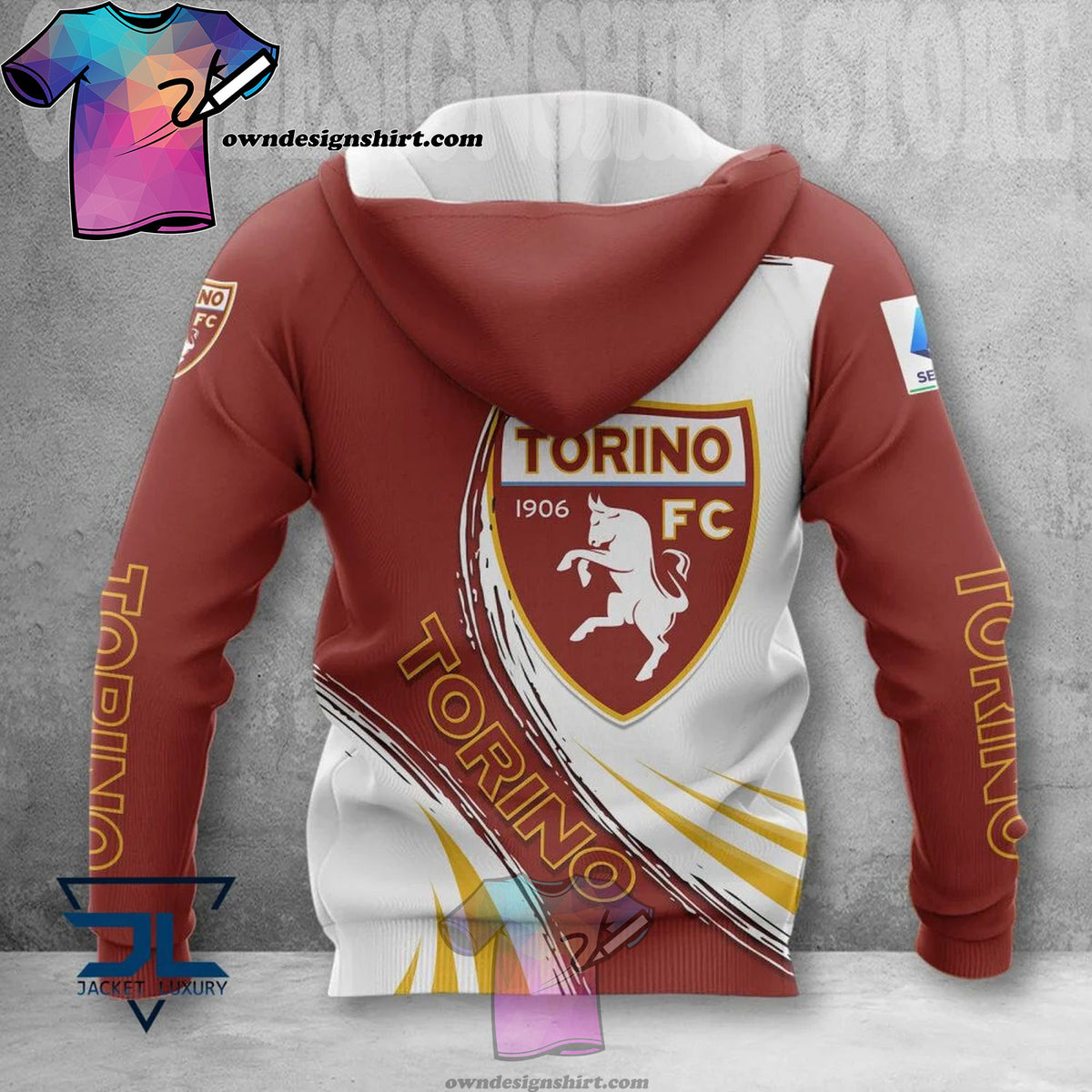 Torino FC Weiß Kastanienbraun Gelb Kapuzenpullover