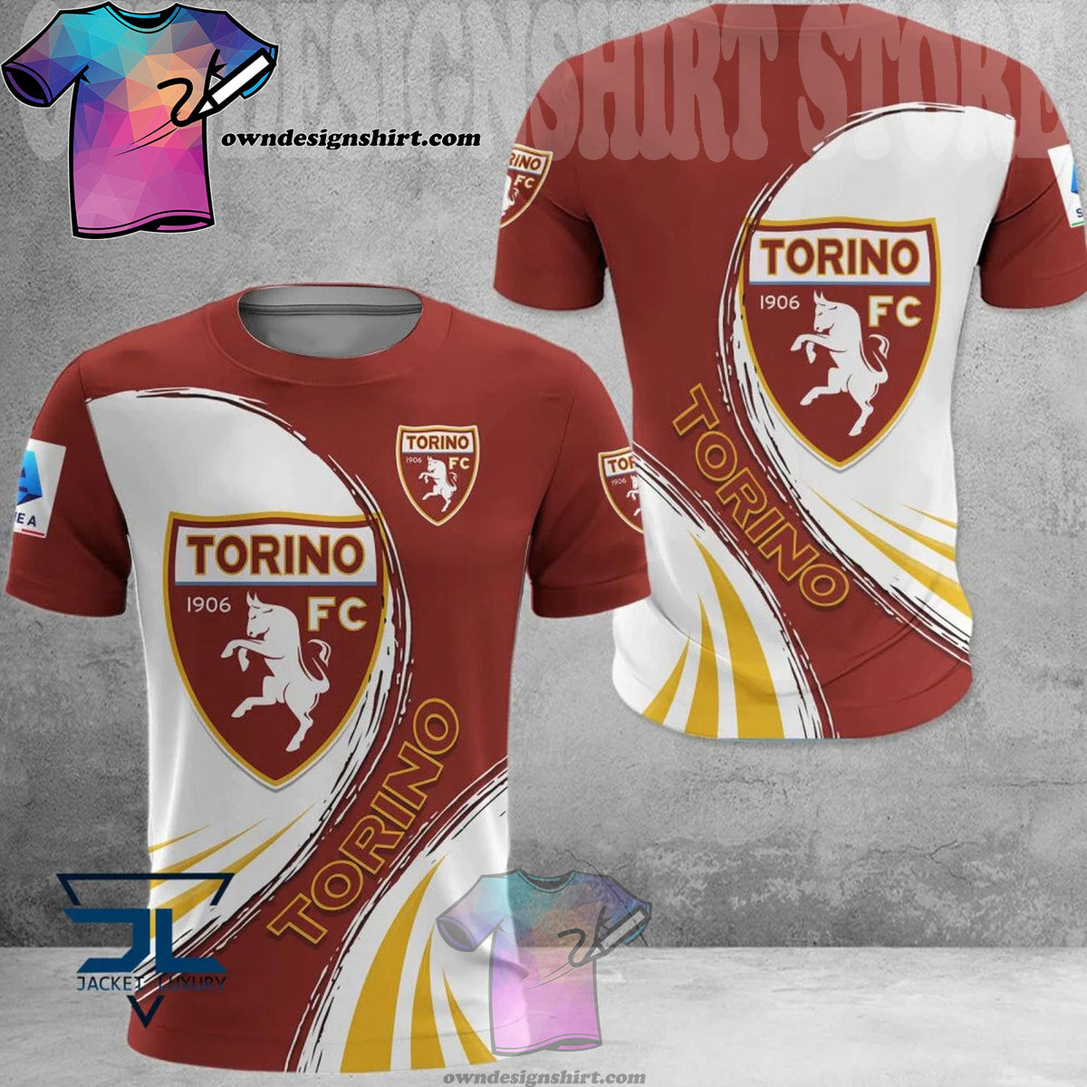 Torino FC Weiß Kastanienbraun Gelb T-Shirt