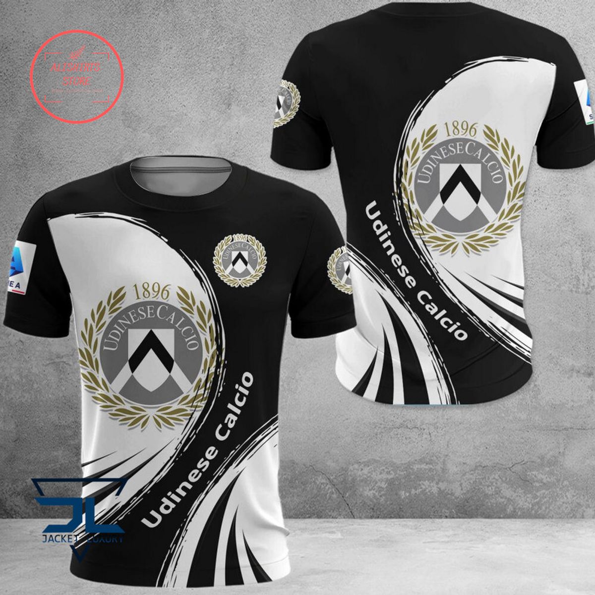 Udinese Calcio Schwarz Weiß T-Shirt V2