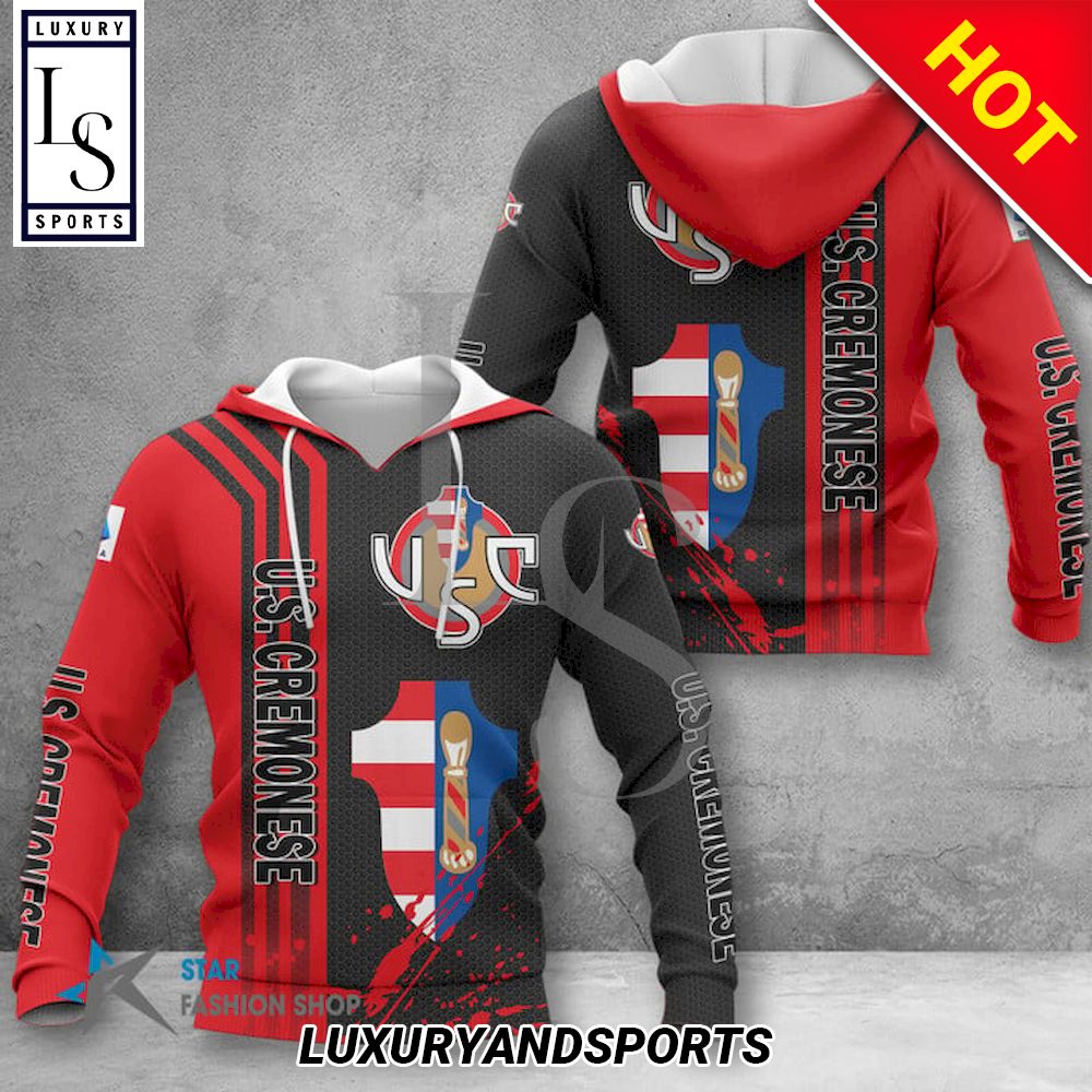 US Cremonese Schwarz Rot Kapuzenpullover V1